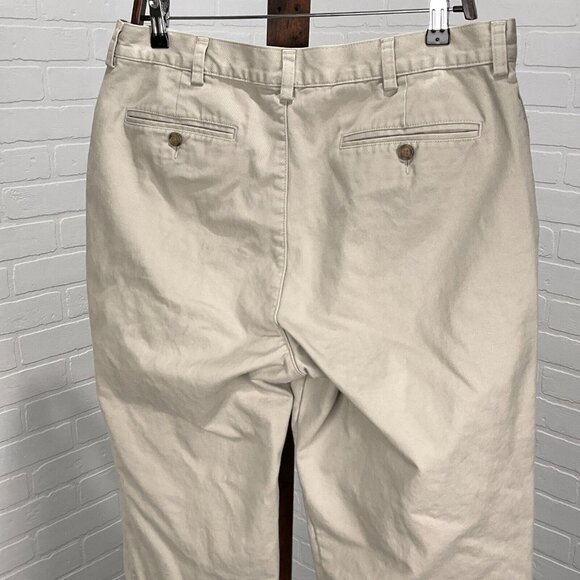 LL Bean Pants Men 35Wx34L Beige Chino Cotton Flannel Plaid Lined Natural‎ Fit - Picture 3 of 12
